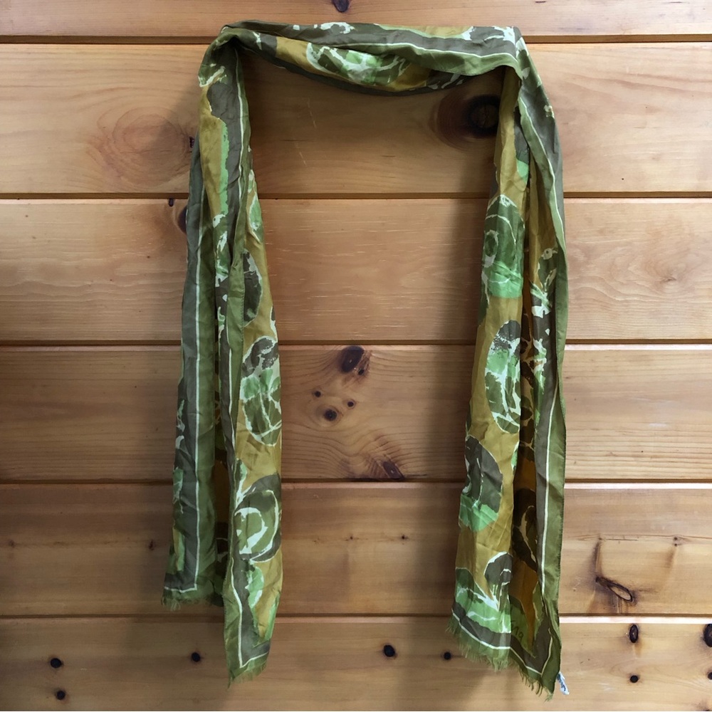 Vintage Vera Wang Scarf Clover Green Yellow Long 68” Long